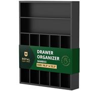 ROYAL CRAFT WOOD - Organizador de cajón de cocina de bambú, organizador de cubiertos, soporte para utensilios y bandeja con divisores ranurados para cubertería y utensilios de cocina, 7 ranuras, negro