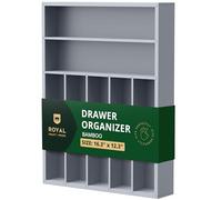 ROYAL CRAFT WOOD Organizador de cajones de cocina de bambú, organizador de cubiertos/soporte para utensilios y bandeja de cubiertos (gris)