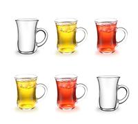 Royal Cuisine 6 tazas de té de cristal turco, elegantes tazas de café con leche, capuchino y chocolate caliente, (145 ml)