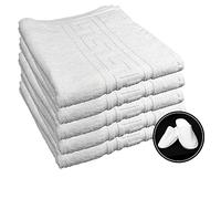 ROYAL EUROPE TEXTILE SL 5 Toallas de Ducha, 100% algodón, Medidas 70x140 cms. Acabado en Greca más Unas cómodas Zapatillas de Regalo Color Blanco. 450 Gramos/m2.