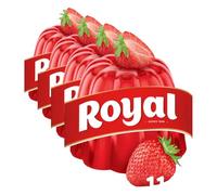 Royal Gelatina en Polvo Sabor Fresa con Vitamina C, 30% Menos Azúcares - 10 Raciones, 114 g (Paquete de 4)