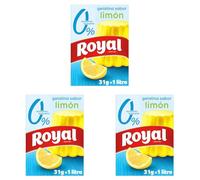 Royal Gelatina Sabor Limón 0%, Sin Azúcar, Preparado en Pack 31 g (Paquete de 3)