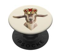 Royal Goat King with Crown PopSockets PopGrip Adhesivo