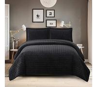 Royal Hotel Bedding Edredón de Terciopelo de Felpa, tamaño King Size, Terciopelo Negro, 270 x 296 cm, Juego de 3 Piezas, tamaño Grande, Lujoso 100% Terciopelo para Cama King Size, Color Negro