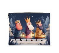 Royal Kings - Bolsa de maquillaje con personajes de dibujos animados, bolsa de viaje para mujeres, organizador portátil pequeño con cremallera, bolsa de aseo para el cuidado de la piel de Navidad