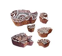 Royal Kraft Alfarería Madera Imprenta Artístico Fish Patrón Sellos Bloques (Set de 6)