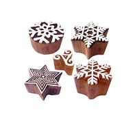 Royal Kraft Atractivo Forma Estrella y Copo Nieve Madera Sellos para Imprenta (Set de 5)