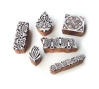 Royal Kraft Elegante Borde y Floral Diseños Madera Bloque Impresión Sellos (Set de 6)