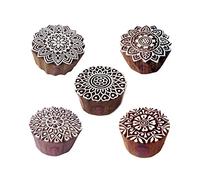 Royal Kraft Exquisito Patrón Redondo y Mandala Madera Bloques para Imprenta (Set de 5)
