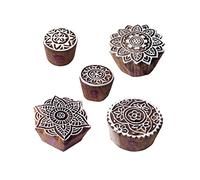Royal Kraft Tallado Mano Forma Mandala y Redondo Madera Sellos para Imprenta (Set de 5)