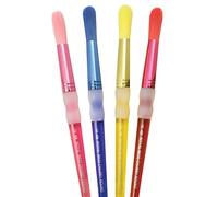 Royal & Langnickel - Juego de pinceles redondos de nylon para niños, 4 pinceles de pintura de tamaño 10, multicolor, con cerdas redondeadas y revestimiento de goma de tacto suave