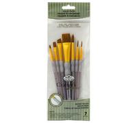 Royal & Langnickel RCC 410 - Set de brochas planas variadas de taklon marrón, 7 piezas