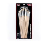 Royal & Langnickel RSET-9602 - Set de brochas planas de mango largo y cerdas blancas, 12 piezas