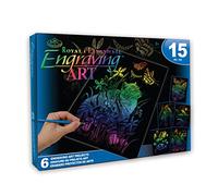 Royal & Langnickel - Set de Cuadros para Rascar Animales Tropicales, Arco Iris, 6 cuadros, Loro, Gato y Compañía, cuadros para rascar para niños y adultos, con 2 bolígrafos para rascar y plantillas