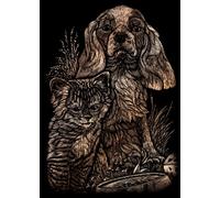 Royal & Langnickel Tarjeta de rascar Cachorro & Gatito cuivrés - Engraving Art
