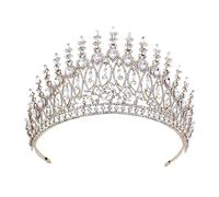Royal Queen Crown Big Diadem Bride Tiaras and Crowns for Women Wedding Dress Hair Jewelry Princess Birthday Headdress para Bodas(Gold White)