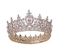 Royal Queen King Crowns Bride Diadem Tocado Banquet Tiaras PROM PARTIVO Partido Corona de bodas Joyas para el cabello (color de metal: plateado, tamaño: corona) (color de oro)