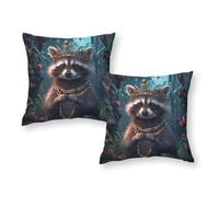 Royal Raccoon in Jewels - Juego de 2 fundas de almohada hipoalergénicas para decoración del hogar de Navidad, 30,5 x 30,5 cm
