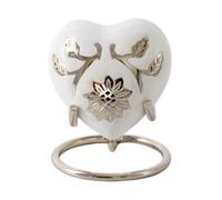 Royal Rapture Love Urn for Ashes Funeral Memorial Cremation Keepsake Heart & Stand (White Flower 3")