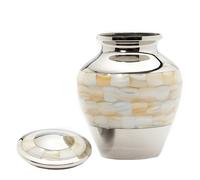 Royal Rapture Urn for Ashes Cremation Memorial Funeral Love Urns|Brass|Mother of Pearl Adult Child Human(Silver, 5") RMPR01-04