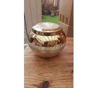 Royal Rapture Urn for Ashes Cremation Memorial Funeral Love Urns|Brass|Mother of Pearl Adult Child Human(Golden Pearl Round, 5") RMPR01-05