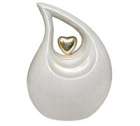 Royal Rapture Urn for Ashes Cremation Memorial Funeral Teardrop Jar Love Urns Decorative Human Adult Child (White- Golden Heart, 12") RT02-03