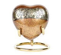 Royal Rapture Urn for Ashes Funeral Memorial Cremation Keepsake Love Urns Decorative Brass Heart with Stand (Brown Gold, 3") RHM03-11