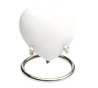 Royal Rapture Urn for Ashes Funeral Memorial Cremation Keepsake Love Urns Decorative Brass Heart with Stand (White Plain, 3") RHM03-01