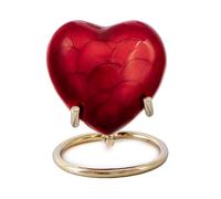 Royal Rapture Urn for Ashes Funeral Memorial Cremation Keepsake Love Urns Decorative Brass Heart with Stand (Red Plain, 3") RHM03-02