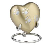 Royal Rapture Urn for Ashes Paw Heart Funeral Cremation Memorial Keepsake Pet Dog Cat |with Stand (Gold 3") RHP01-05