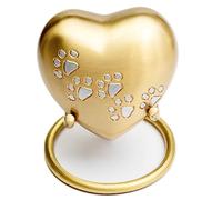 Royal Rapture Urn for Ashes Paw Heart Funeral Cremation Memorial Keepsake Pet Dog Cat |with Stand (Gold 3") RHP01-05