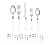 Royal Shang Youpin Dos Clavos Mango De Plástico Cocina Cubiertos De Acero Inoxidable Vajilla Juego De Cubiertos Cuchillo Para Carne Tenedor Cuchara Cucharita (Blanco,20 piezas)