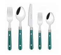 Royal Shang Youpin Dos Clavos Mango De Plástico Cocina Cubiertos De Acero Inoxidable Vajilla Juego De Cubiertos Cuchillo Para Carne Tenedor Cuchara Cucharita (Verde,5 piezas)