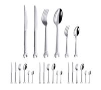 Royal Shang Youpin Mango De Llave Único Para Cocina, Vajilla De Plata De Acero Inoxidable, Juego De Cubiertos, Cuchillo Para Carne, Tenedor, Cuchara, Cucharita (B,24 piezas)