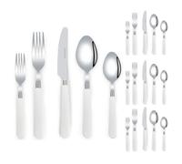 Royal Shang Youpin Mango De Plástico Grueso, Vajilla De Acero Inoxidable para Cocina, Juego De Cubiertos, Cuchillo para Carne, Tenedor, Cuchara, Cucharilla (Blanco,20 Piezas)