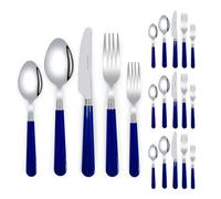 Royal Shang Youpin Mango De Plástico Grueso, Vajilla De Acero Inoxidable Para Cocina, Juego De Cubiertos, Cuchillo Para Carne, Tenedor, Cuchara, Cucharilla (Azul,20 piezas)