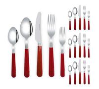 Royal Shang Youpin Mango De Plástico Grueso, Vajilla De Acero Inoxidable Para Cocina, Juego De Cubiertos, Cuchillo Para Carne, Tenedor, Cuchara, Cucharilla (Rojo,20 piezas)