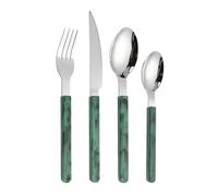 Royal Shang Youpin Retro Estilo Chino PP Mango Cocina Vajilla De Acero Inoxidable Cubiertos Juego De Cubiertos Cuchillo Para Carne Tenedor Cuchara Cucharita (Verde oscuro,4 piezas)