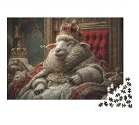 Royal Sheep Throne Rompecabezas Imposible,desafío for Adults Entretenimiento Creativo 1000 Piezas Obra De Arte De Juego De para Adultos Y Niños 52x38cm/1000pcs