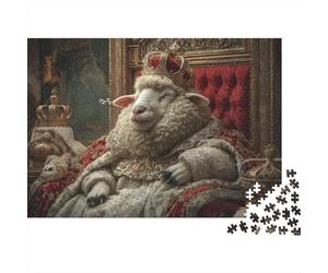 Royal Sheep Throne Rompecabezas Imposible,desafío for Adults Entretenimiento Creativo 1000 Piezas Obra De Arte De Juego De para Adultos Y Niños 52x38cm/1000pcs