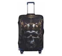 Royal Skull With dorado Crown Fundas de equipaje de viaje - Fundas protectoras elásticas para maletas de 18 a 32 pulgadas, Negro -, CH