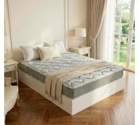 ROYAL SLEEP - Pack Descanso Montaje y Retirada de Usado Incluido | Colchón Viscoelástico Ceramic 20cm | 135x190 | Canapé Abatible Madera Gran Capacidad | Blanco
