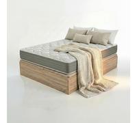 ROYAL SLEEP - Pack Descanso Montaje y Retirada de Usado Incluido | Colchón Viscoelástico Ceramic 20cm | 140x190 | Canapé Abatible Madera Gran Capacidad Natural