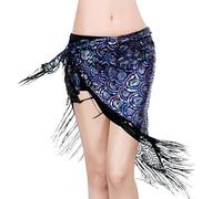 ROYAL SMEELA Bufanda de la Cadera de la Danza del Vientre de Las Mujeres Borla Pavo Real Bufandas de la Cadera Falda Cruzada de triángulo Disfraz de Danza del Vientre