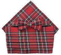 Royal Stewart - Juego de tartán rojo para hombre (incluye pajarita y pañuelo de bolsillo)