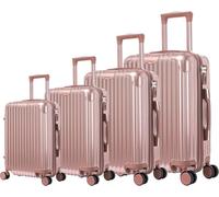 Royal swiss 4 Maleta de gran tamaño, Maleta con carga de 4 ruedas, Cerradura TSA · Mango telescópico ajustable, Rosa Gold, Carretilla de casco rígido,Maletas con ruedas de 360°