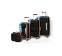 Royal swiss 4 Maleta de gran tamaño, maleta de carga con 4 ruedas, cerradura TSA · Asa telescópica ajustable, negro, carro de casco rígido,Maletas con ruedas de 360°