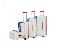 Royal swiss 4 Maleta de gran tamaño, maleta de carga con 4 ruedas, cerradura TSA · Asa telescópica ajustable, negro, carro de casco rígido,Maletas con ruedas de 360°, Blanco, XL, Moderno