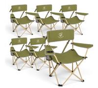 ROYAL SWISS 6 sillas plegables de camping con soporte para bebidas y bolsa de transporte - Silla plegable ligera para adultos, camping, pesca, festival, picnic, playa y eventos deportivos