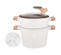 Royal Swiss Cacerola de 24 cm, olla Stoompan/cuscús de 6,5 L • Inducción y todo tipo de fuegos • Vaporera de acero inoxidable con tapa de cristal • Cocina saludable verduras, pescado y cuscús